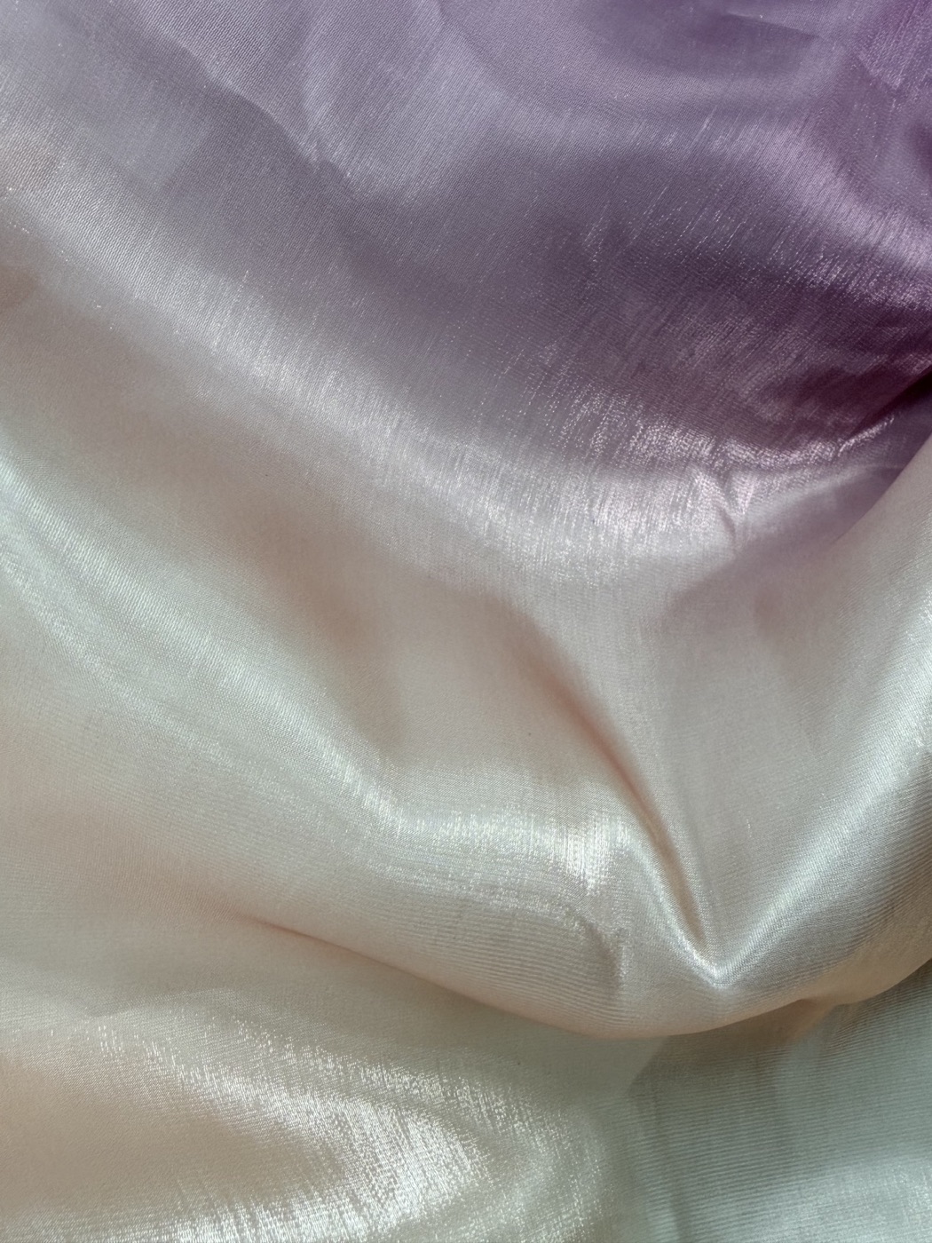 Cationic-Lustre Satin Organza with Ombre Print fabric view 1