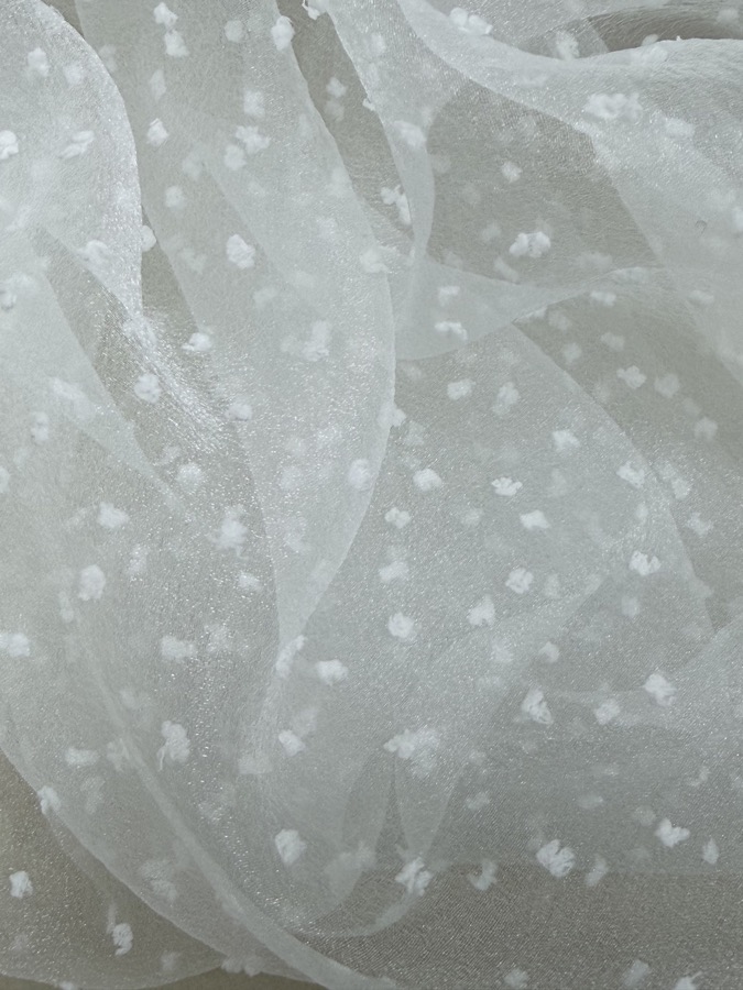 Tufted-Dot Organza fabric sample